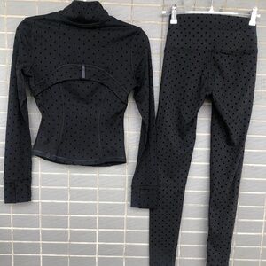 Lululemon flocked polka dot cropped define jacket and leggings set